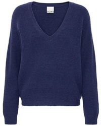 Ichi - Truien & Vesten ,Blauw ,Wol Patriot Gebreide Trui - Lyst