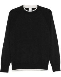 Eleventy - Dunkelgrauer Wollpullover Gerippte Details - Lyst