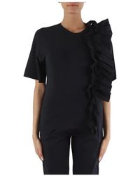 Alpha Studio - T-shirt in cotone stretch con rouches - Lyst