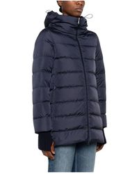 Herno - Jassen ,Blauw ,Leer Medium Down Jacket - Lyst