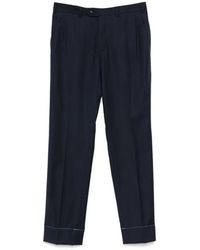 Brioni - Dunkelblaue Plissee-Hose Mit Knopfverschluss - Lyst