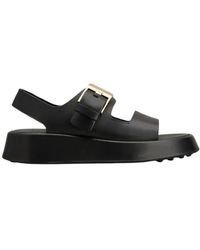 Tod's - Schoenen ,Zwart ,Leer Sandaal Met Twee Leren Banden - Lyst