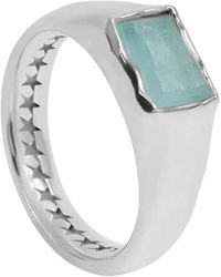 Twojeys - Rechteckiger Ring Mit Blauem Stein - Lyst