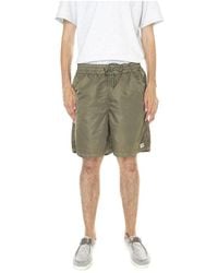 Guess - Korte Broeken ,Groen ,Nylon' Go Washed Nylon Shorts - Lyst
