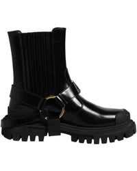 Dolce & Gabbana - Schwarze leder knöchel schnalle stiefel - Lyst