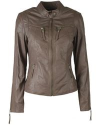 Btfcph - Jassen ,Grijs ,Leer Satin Bikerjack Met Zilveren Acc - Lyst
