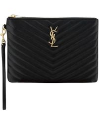 Saint Laurent - Tassen ,Zwart ,Leer Cassandre Matelassé Pouch - Lyst