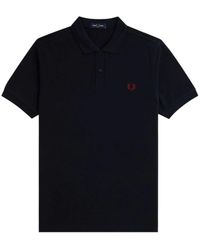 Fred Perry - Tops ,Blauw ,Katoen Klassieke Effen Poloshirt - Lyst