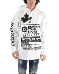 DSquared² - Weiße kapuzenpullover mit frontdruck - Lyst