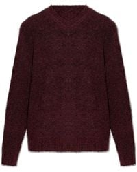 Samsøe & Samsøe - Truien & Vesten ,Rood ,Wol Safloyd V-Neck - Lyst