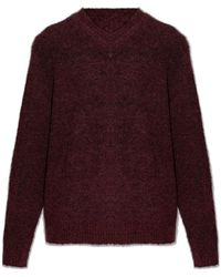 Samsøe & Samsøe - Truien & Vesten ,Rood ,Wol Safloyd V-Neck - Lyst