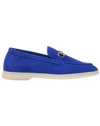 SCAROSSO - Lilia Electric Blue Suede Loafers - Lyst