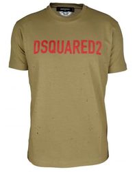 DSquared² - S baumwoll t-shirt mit roter logo-aufschrift - Lyst