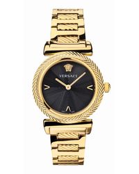 Versace - V-motif edelstahl armbanduhr - Lyst