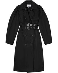 Ganni - Jassen ,Zwart ,Trenchcoat - Lyst