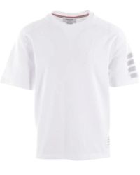 Thom Browne - Weiße t-shirts und polos mit 4bar ärmeldetail - Lyst