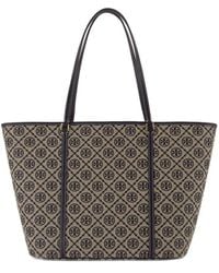 Tory Burch - Blaue Baumwoll-Monogramm-Shopper-Tasche - Lyst