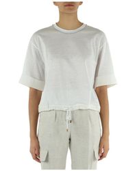 Peserico - Blusa girocollo in cotone - lino e seta - Lyst