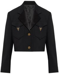 Versace - Jassen ,Zwart ,Wol Wool Crop Blazer - Lyst
