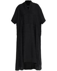 Balenciaga - Kleedjes ,Zwart ,Leer Zijden Jurk - Lyst