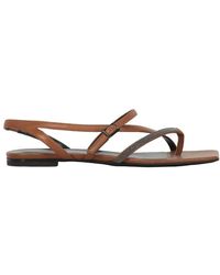 Fabiana Filippi - Sandalen Aus Leder Mit Perlen - Lyst