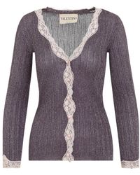 Valentino - Lurex Gebreid Vest Met Kant - Lyst