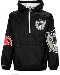 Mitchell & Ness - Fitness ,Zwart ,Polyester Oakland Raiders Windbreaker Anorak Originele Teamkleuren - Lyst