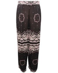 Twinset - Broeken ,Zwart ,Broek Met Elastische Tailleband En Zijrits - Lyst
