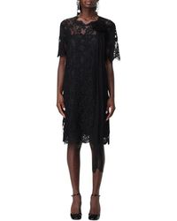 Ermanno Scervino - Schwarzes Spitzen Minikleid Mit Rosen-Detail - Lyst