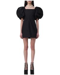 Ganni - Mini-Jurk Met Vierkante Hals En Pofmouwen - Lyst