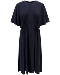 Chloé - Vestido De Seda Azul Con Mangas Cortas, Mujer, Talla - Lyst