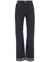 Bottega Veneta - Jeans ,Blauw ,Katoen Jeans Met Rechte Pijpen En Omslag - Lyst