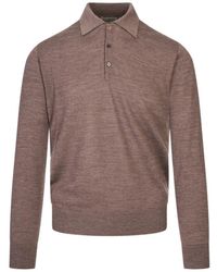 Canali - Tops ,Bruin ,Wol Nuvola Seamless Polo - Lyst
