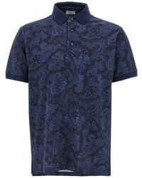 Etro - Floral Paisley Katoenen Poloshirt - Lyst