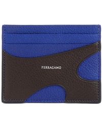 Ferragamo - Porta carte di credito in pelle marrone grain - Lyst