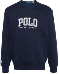 Ralph Lauren - Blauer sweatshirt mit besticktem logo - Lyst