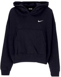 Nike - Sweat-Shirt A Capuche Leger Pour Femmes, W Sportswear Jersey, Pull Surdimensionne, Noir/Blanc - Lyst