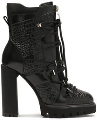 Kazar - Schwarze Geprägte Lederstiefel - Lyst