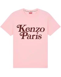 KENZO - Tops ,Roze ,Katoen Roze Verdy T-Shirt Met Bordeaux Logo - Lyst