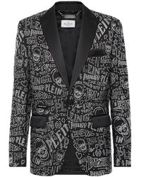 Philipp Plein - Jassen ,Zwart ,Wol Velvet Blazer Lord Fit Skull With Crystals - Lyst