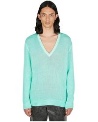 Guess - Truien & Vesten ,Groen ,Katoen V-Neck Trui - Lyst