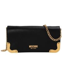 Moschino - Schwarze leder-schultertasche mit abnehmbarem riemen - Lyst