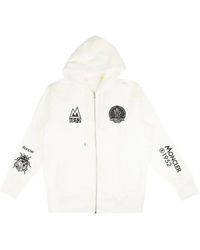 Moncler - Hoodies & Sweatvesten ,Wit ,Katoen Zip Up 1952 Logo Hoodie - Lyst