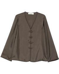 Rohe - Overhemden ,Bruin ,Pankou-Sluiting Zijden Blouse - Lyst