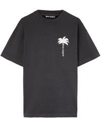 Palm Angels - T-shirt mit bedruckter palme,graue t-shirts und polos mit palmendruck - Lyst