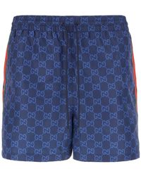 Gucci - Badmode ,Blauw ,Bedrukte Poplin Tech Zwemshorts - Lyst