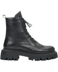 ESTRO - Schwarze -stiefeletten mit schnürsenkeln aus echtem leder - Lyst