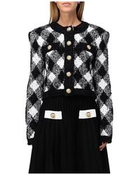 Balmain - Cropped Strickjacke - Lyst