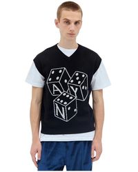 AWAKE NY - Truien & Vesten ,Zwart ,Katoen Intarsia Gebreid Vest - Lyst
