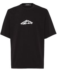 DSquared² - Tops ,Zwart ,Katoen Icon New Generation Loose Fit T-Shirt - Lyst